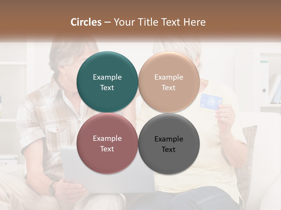 A Man And Woman Sitting On A Couch Holding A Credit Card PowerPoint Template