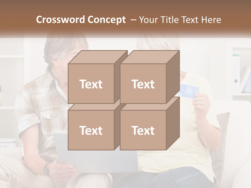 A Man And Woman Sitting On A Couch Holding A Credit Card PowerPoint Template