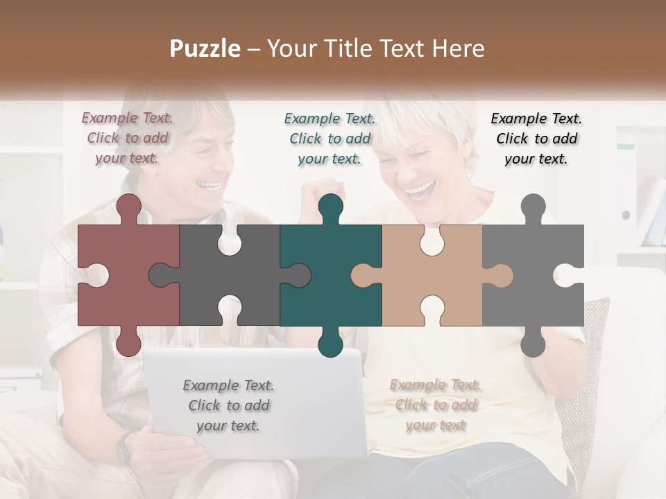 A Man And Woman Sitting On A Couch Holding A Credit Card PowerPoint Template