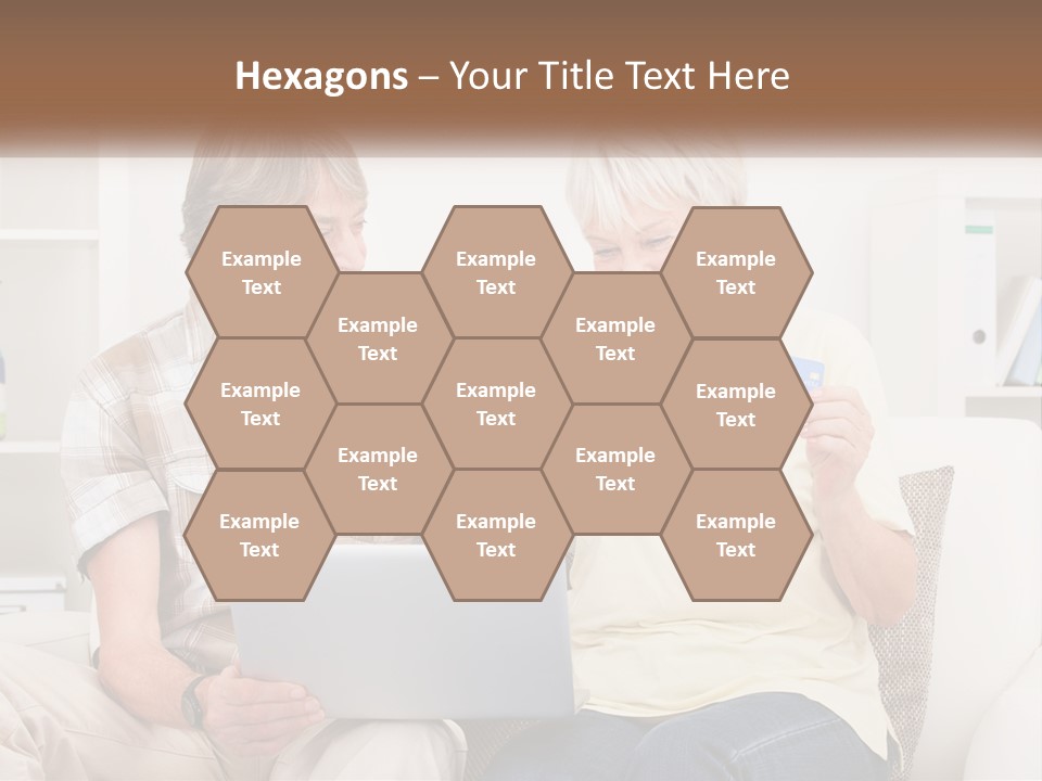 A Man And Woman Sitting On A Couch Holding A Credit Card PowerPoint Template