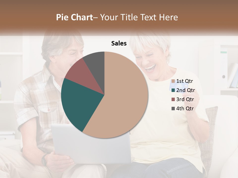 A Man And Woman Sitting On A Couch Holding A Credit Card PowerPoint Template