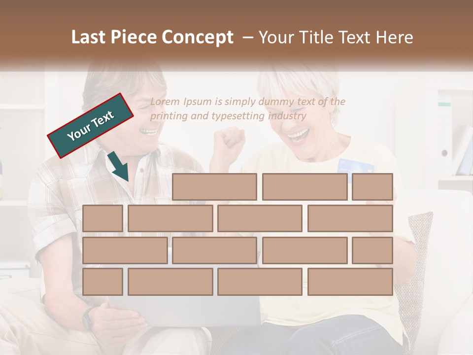 A Man And Woman Sitting On A Couch Holding A Credit Card PowerPoint Template