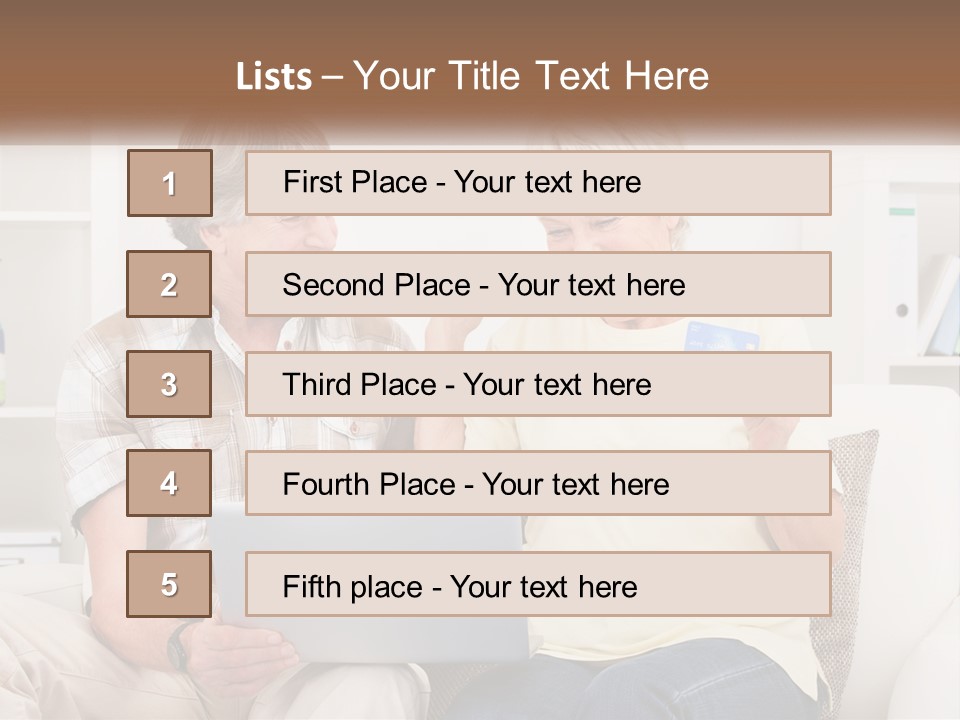 A Man And Woman Sitting On A Couch Holding A Credit Card PowerPoint Template