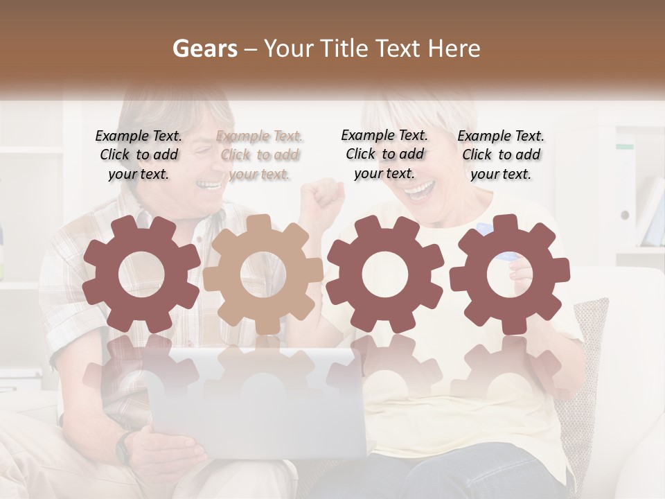 A Man And Woman Sitting On A Couch Holding A Credit Card PowerPoint Template