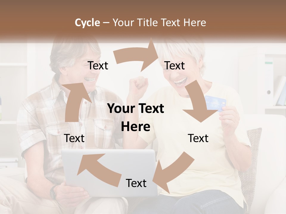 A Man And Woman Sitting On A Couch Holding A Credit Card PowerPoint Template