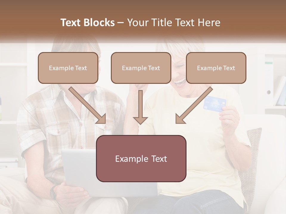 A Man And Woman Sitting On A Couch Holding A Credit Card PowerPoint Template