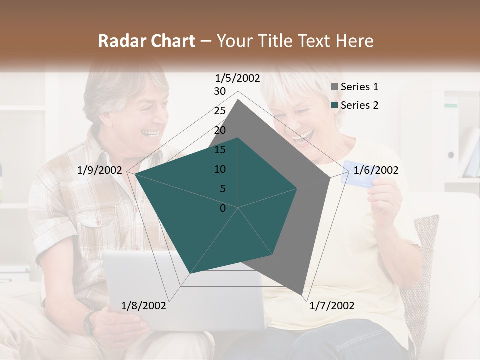 A Man And Woman Sitting On A Couch Holding A Credit Card PowerPoint Template