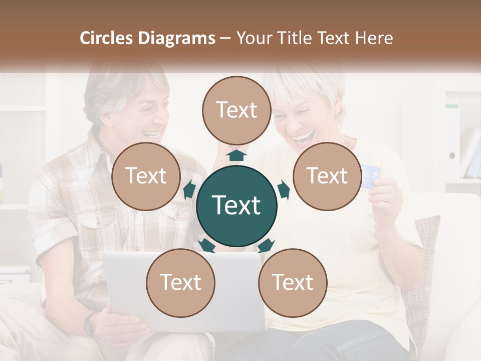 A Man And Woman Sitting On A Couch Holding A Credit Card PowerPoint Template