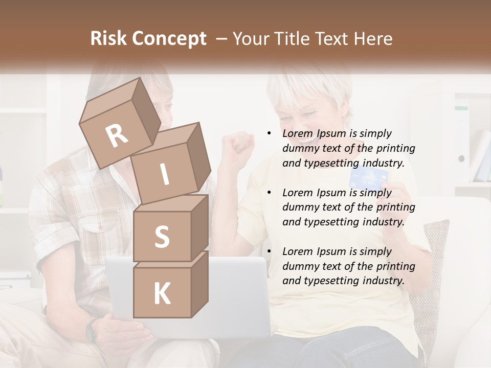 A Man And Woman Sitting On A Couch Holding A Credit Card PowerPoint Template