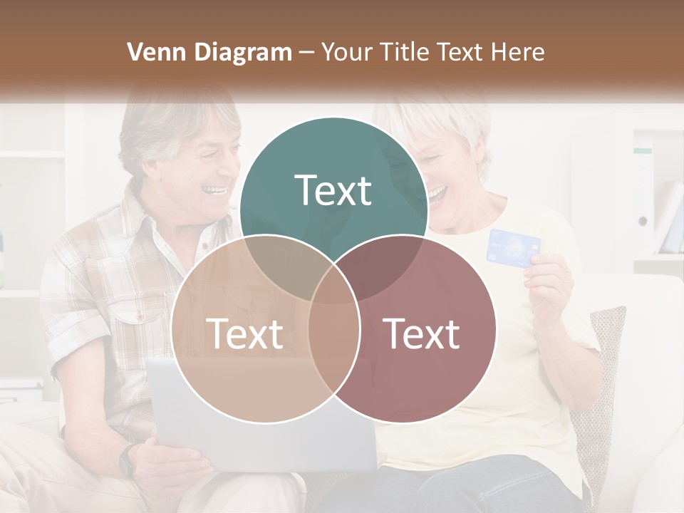 A Man And Woman Sitting On A Couch Holding A Credit Card PowerPoint Template