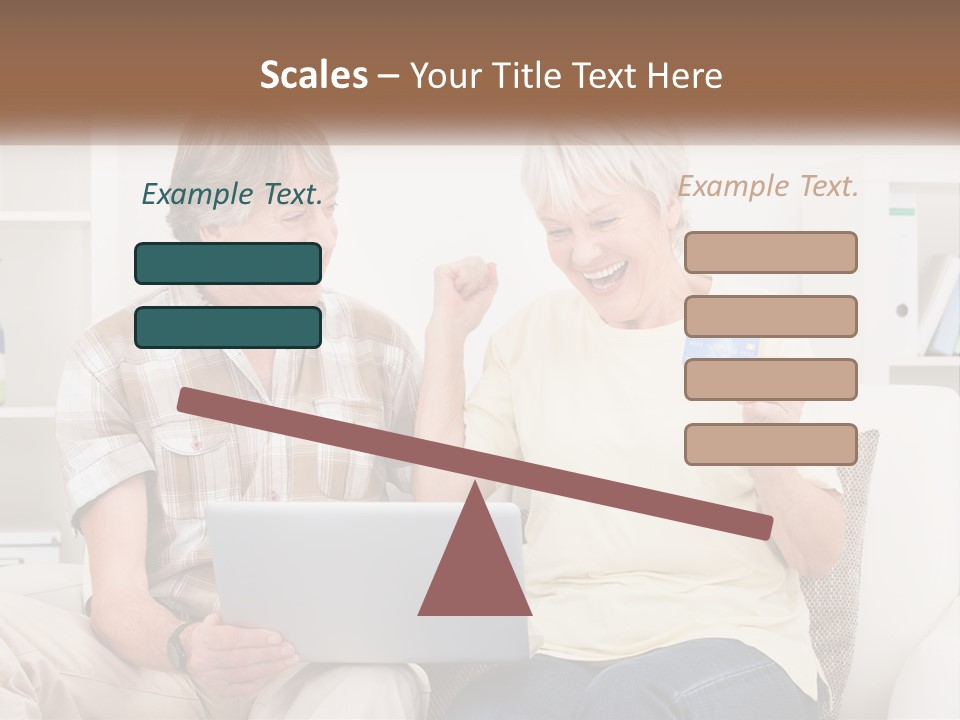 A Man And Woman Sitting On A Couch Holding A Credit Card PowerPoint Template