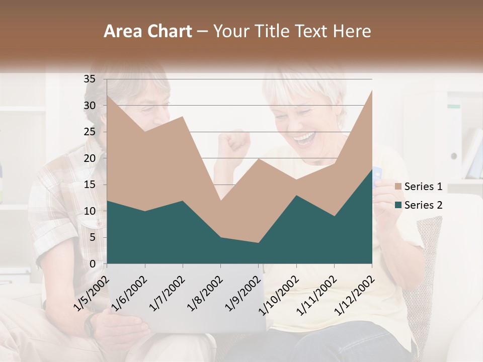 A Man And Woman Sitting On A Couch Holding A Credit Card PowerPoint Template