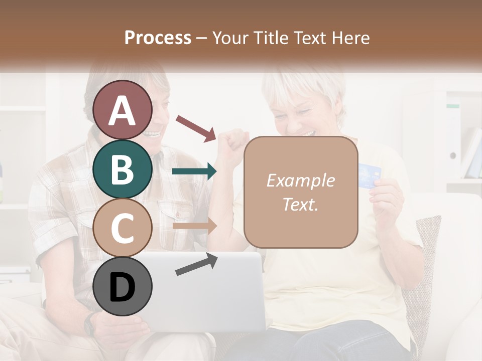 A Man And Woman Sitting On A Couch Holding A Credit Card PowerPoint Template