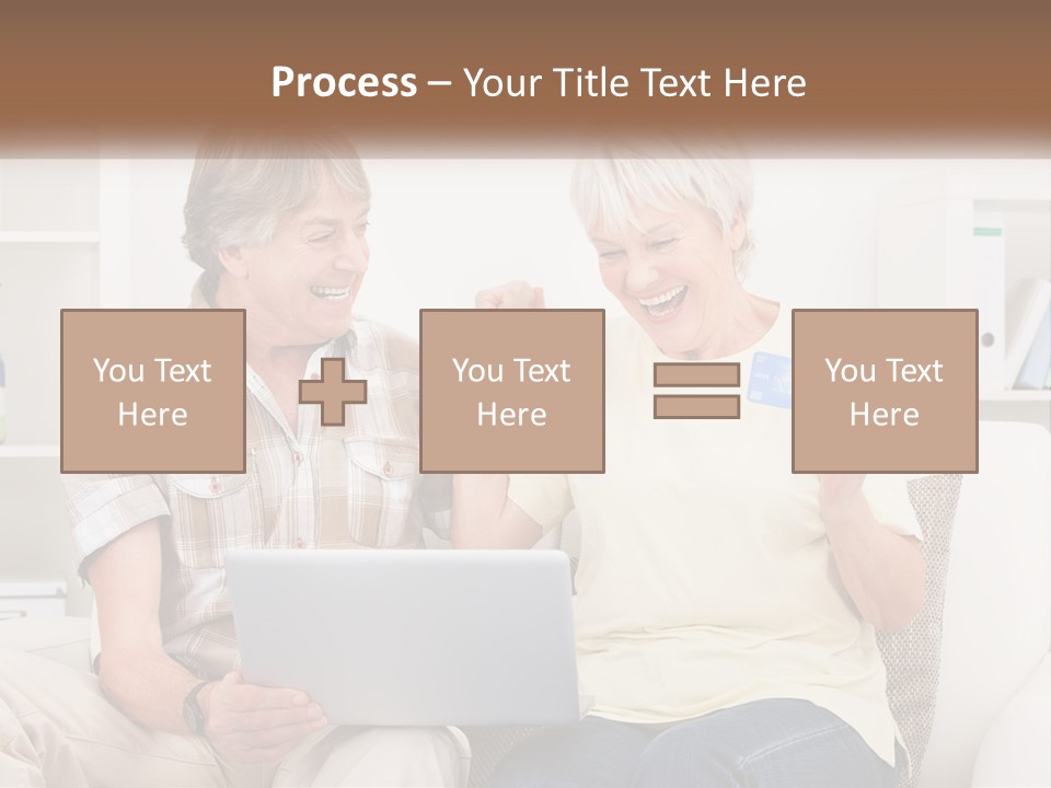 A Man And Woman Sitting On A Couch Holding A Credit Card PowerPoint Template