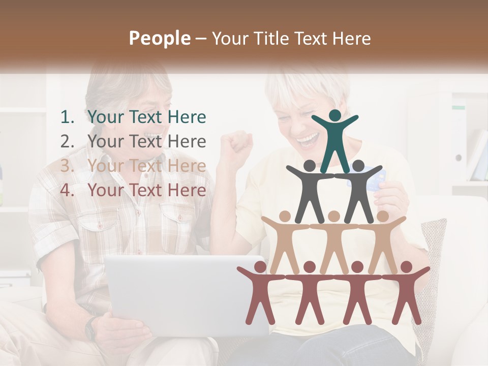 A Man And Woman Sitting On A Couch Holding A Credit Card PowerPoint Template