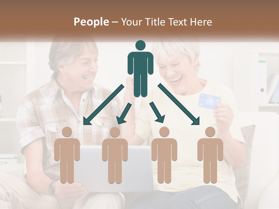 A Man And Woman Sitting On A Couch Holding A Credit Card PowerPoint Template