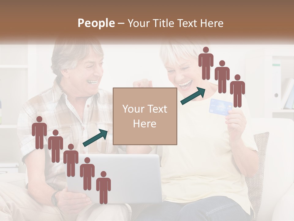 A Man And Woman Sitting On A Couch Holding A Credit Card PowerPoint Template