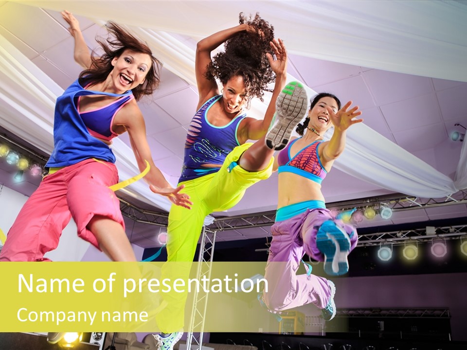 A Group Of Young Women Jumping Up In The Air PowerPoint Template