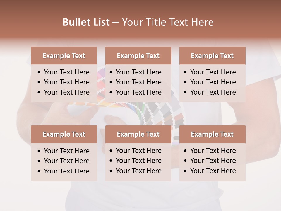 A Man Holding A Fan Of Color Samples In His Hands PowerPoint Template