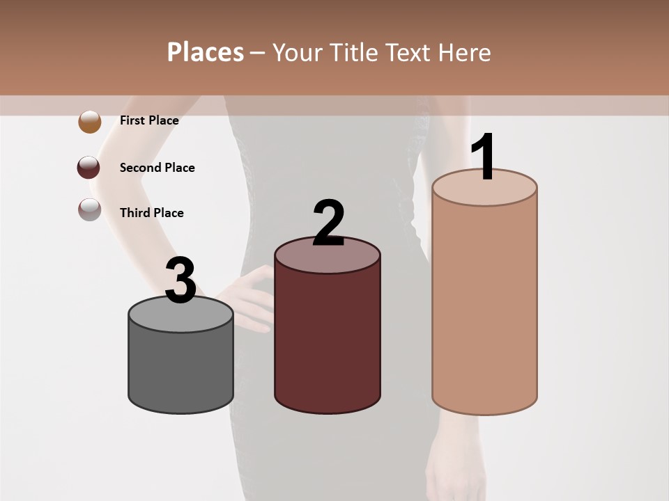 A Woman In A Black Dress Is Posing For A Picture PowerPoint Template