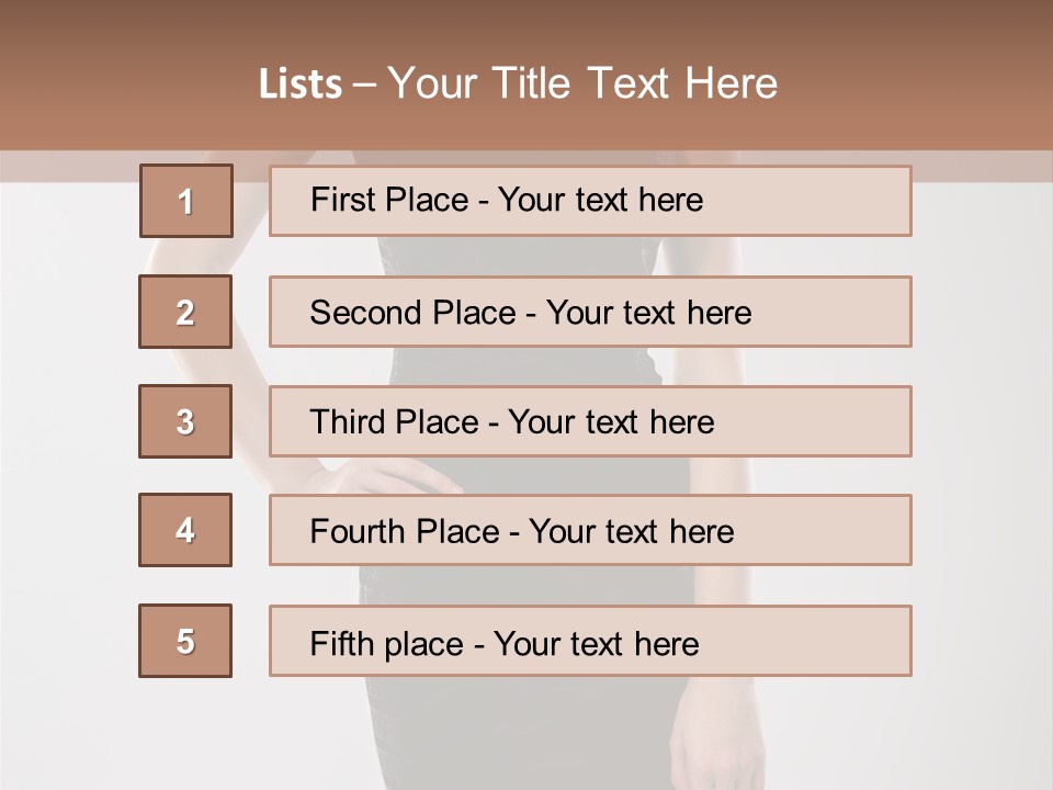 A Woman In A Black Dress Is Posing For A Picture PowerPoint Template