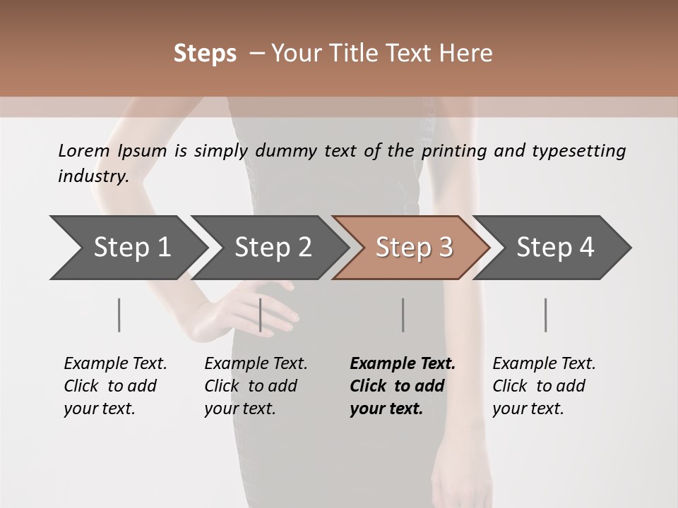 A Woman In A Black Dress Is Posing For A Picture PowerPoint Template