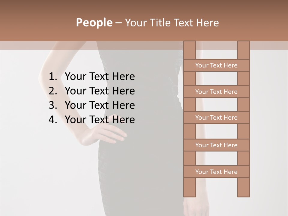 A Woman In A Black Dress Is Posing For A Picture PowerPoint Template