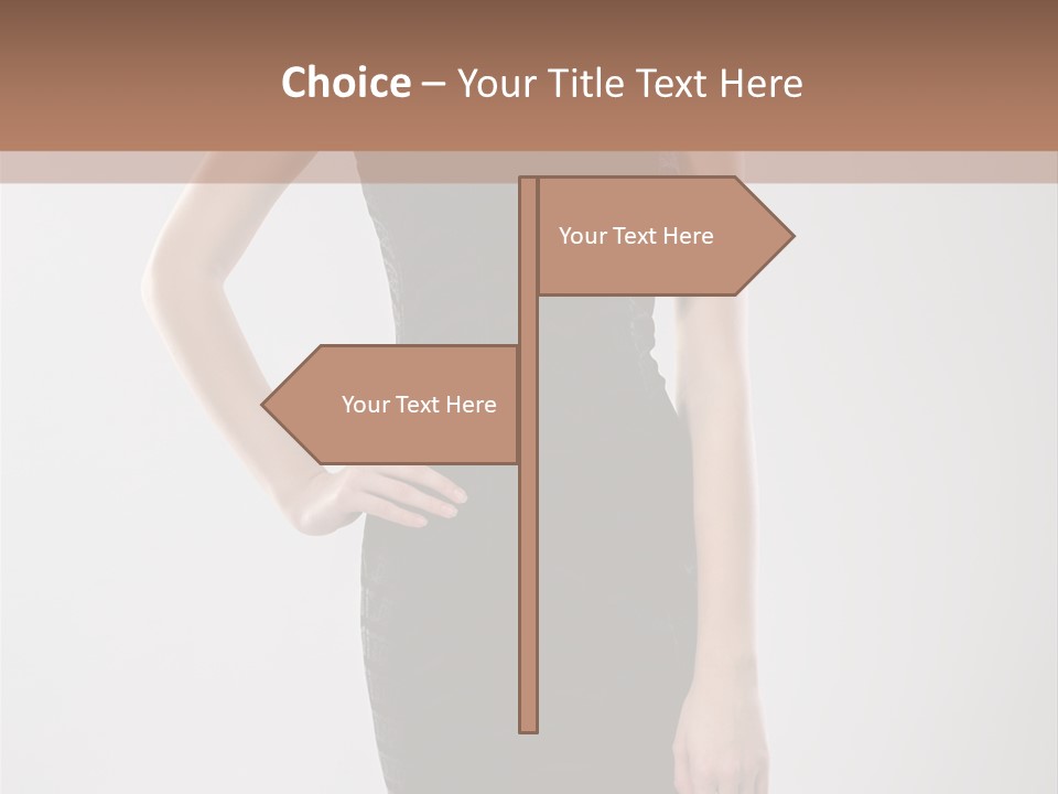 A Woman In A Black Dress Is Posing For A Picture PowerPoint Template