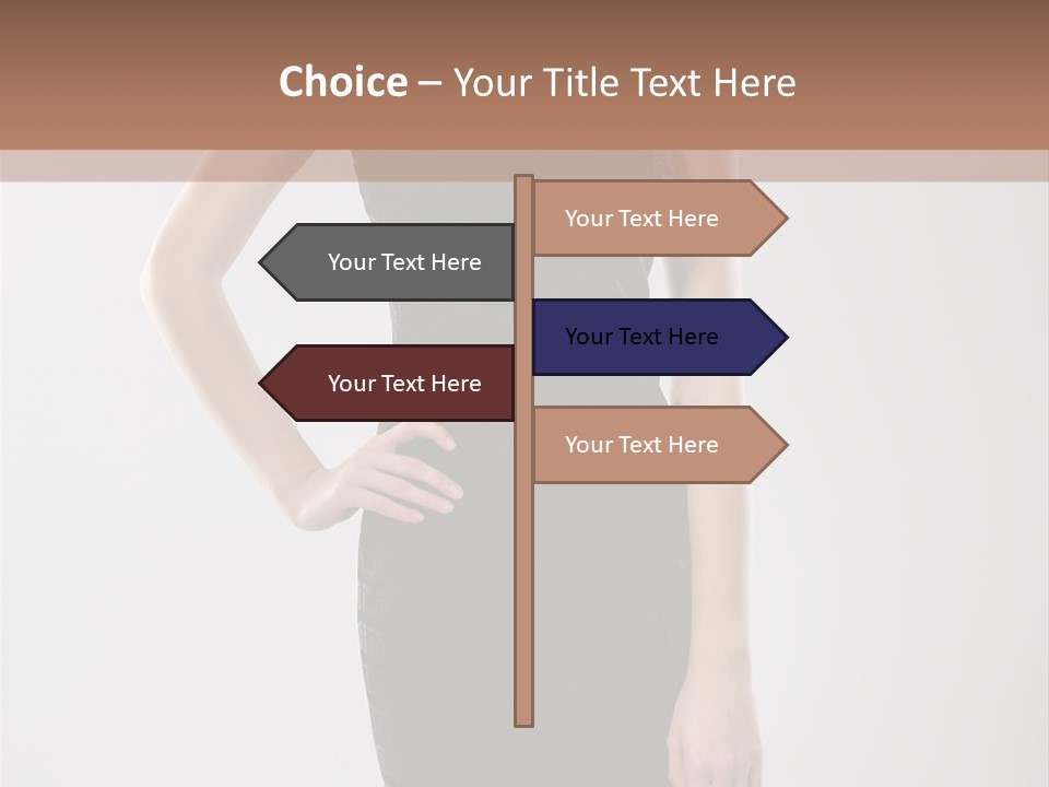 A Woman In A Black Dress Is Posing For A Picture PowerPoint Template