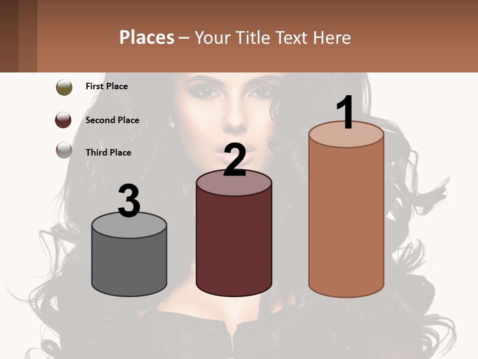 A Woman With Long Black Hair Is Holding A Brown Sign PowerPoint Template