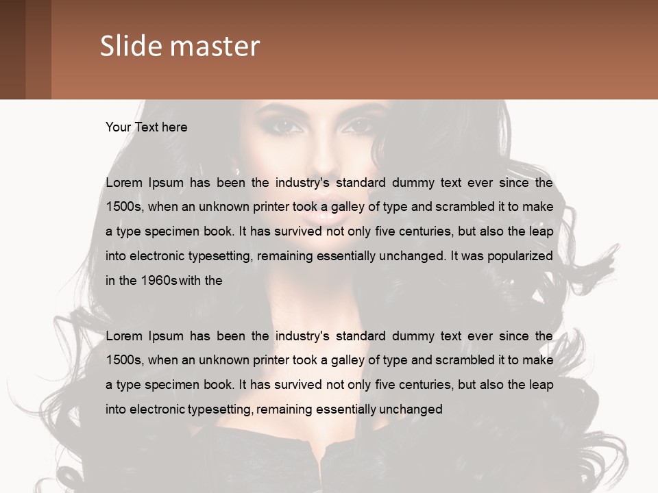 A Woman With Long Black Hair Is Holding A Brown Sign PowerPoint Template