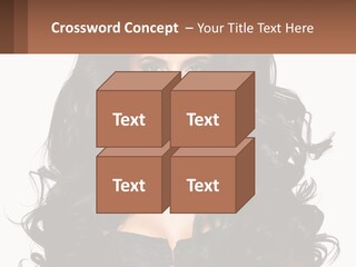 A Woman With Long Black Hair Is Holding A Brown Sign PowerPoint Template