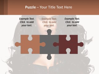 A Woman With Long Black Hair Is Holding A Brown Sign PowerPoint Template