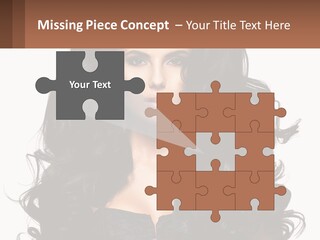 A Woman With Long Black Hair Is Holding A Brown Sign PowerPoint Template