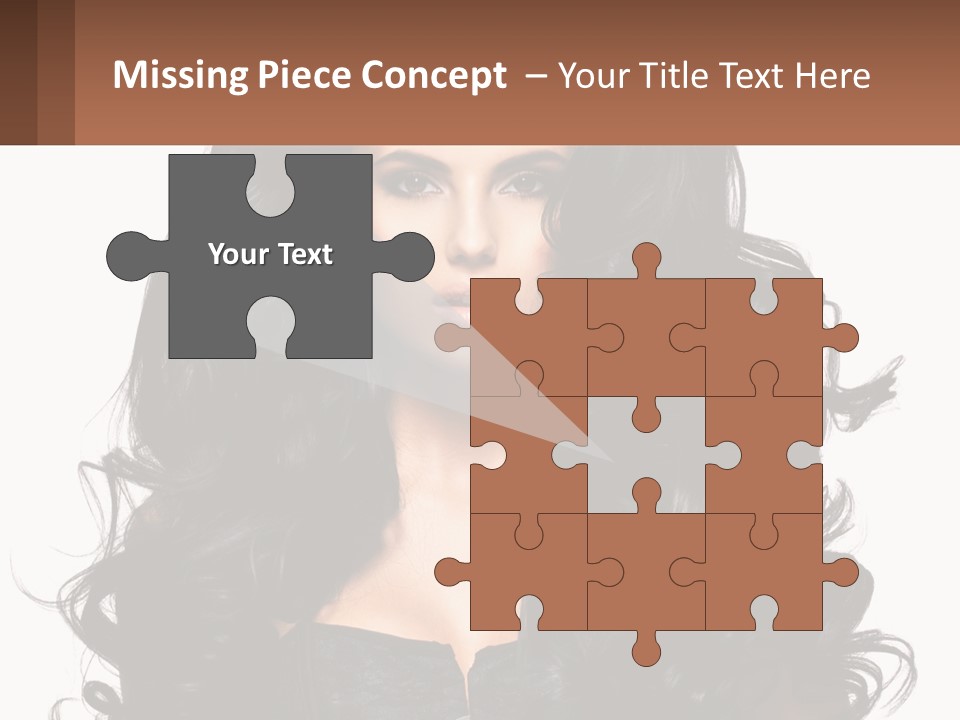 A Woman With Long Black Hair Is Holding A Brown Sign PowerPoint Template