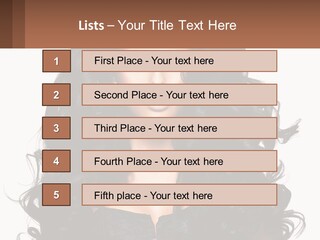A Woman With Long Black Hair Is Holding A Brown Sign PowerPoint Template