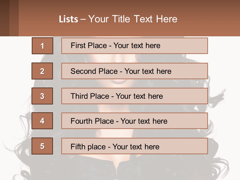 A Woman With Long Black Hair Is Holding A Brown Sign PowerPoint Template