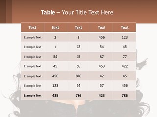 A Woman With Long Black Hair Is Holding A Brown Sign PowerPoint Template