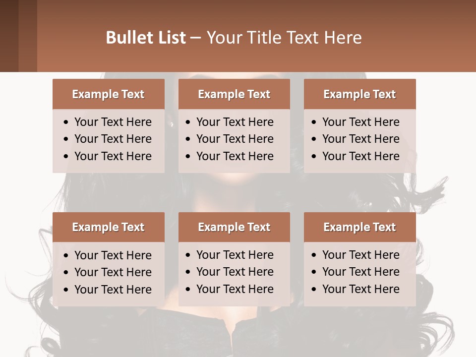 A Woman With Long Black Hair Is Holding A Brown Sign PowerPoint Template