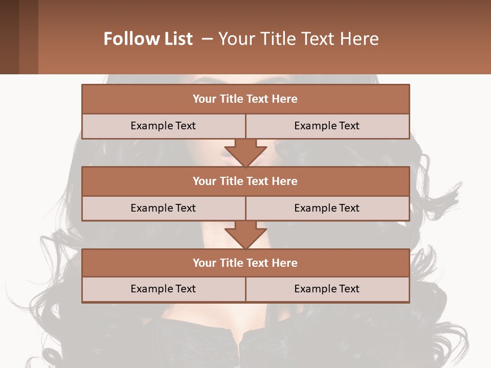 A Woman With Long Black Hair Is Holding A Brown Sign PowerPoint Template