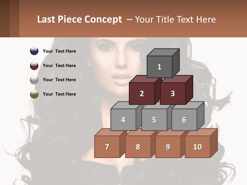 A Woman With Long Black Hair Is Holding A Brown Sign PowerPoint Template