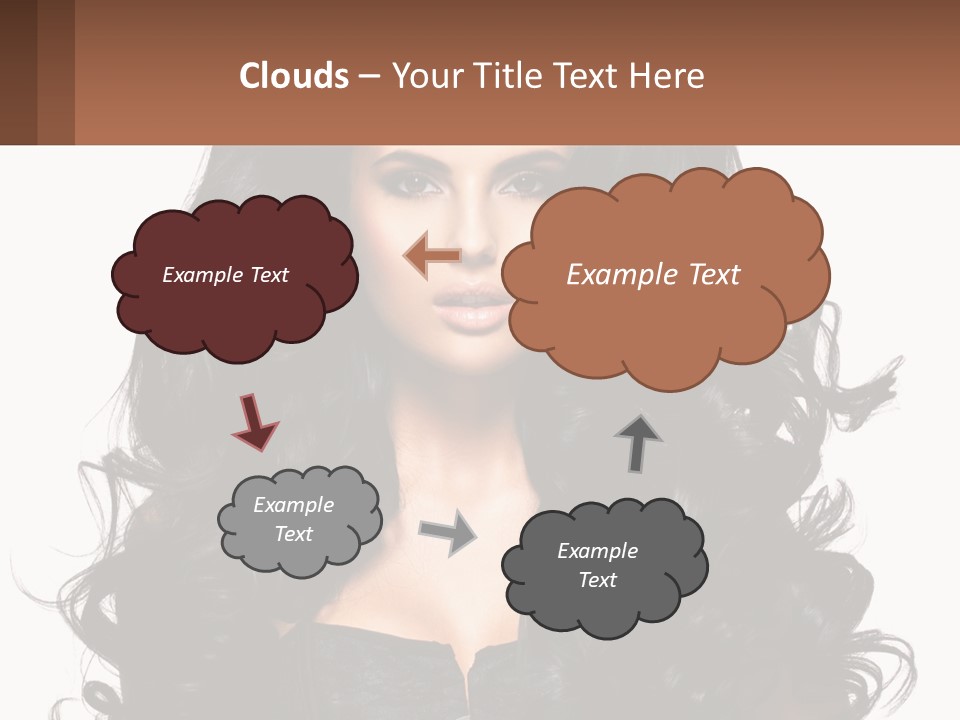 A Woman With Long Black Hair Is Holding A Brown Sign PowerPoint Template