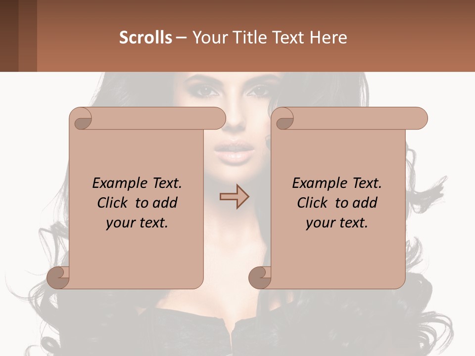 A Woman With Long Black Hair Is Holding A Brown Sign PowerPoint Template