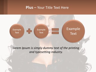 A Woman With Long Black Hair Is Holding A Brown Sign PowerPoint Template