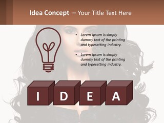 A Woman With Long Black Hair Is Holding A Brown Sign PowerPoint Template