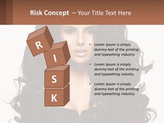 A Woman With Long Black Hair Is Holding A Brown Sign PowerPoint Template