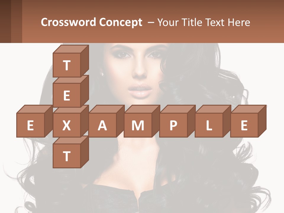 A Woman With Long Black Hair Is Holding A Brown Sign PowerPoint Template