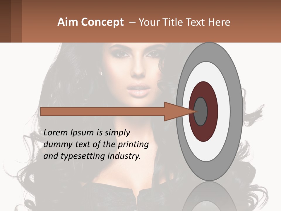 A Woman With Long Black Hair Is Holding A Brown Sign PowerPoint Template