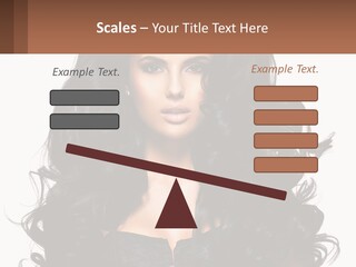 A Woman With Long Black Hair Is Holding A Brown Sign PowerPoint Template