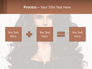A Woman With Long Black Hair Is Holding A Brown Sign PowerPoint Template
